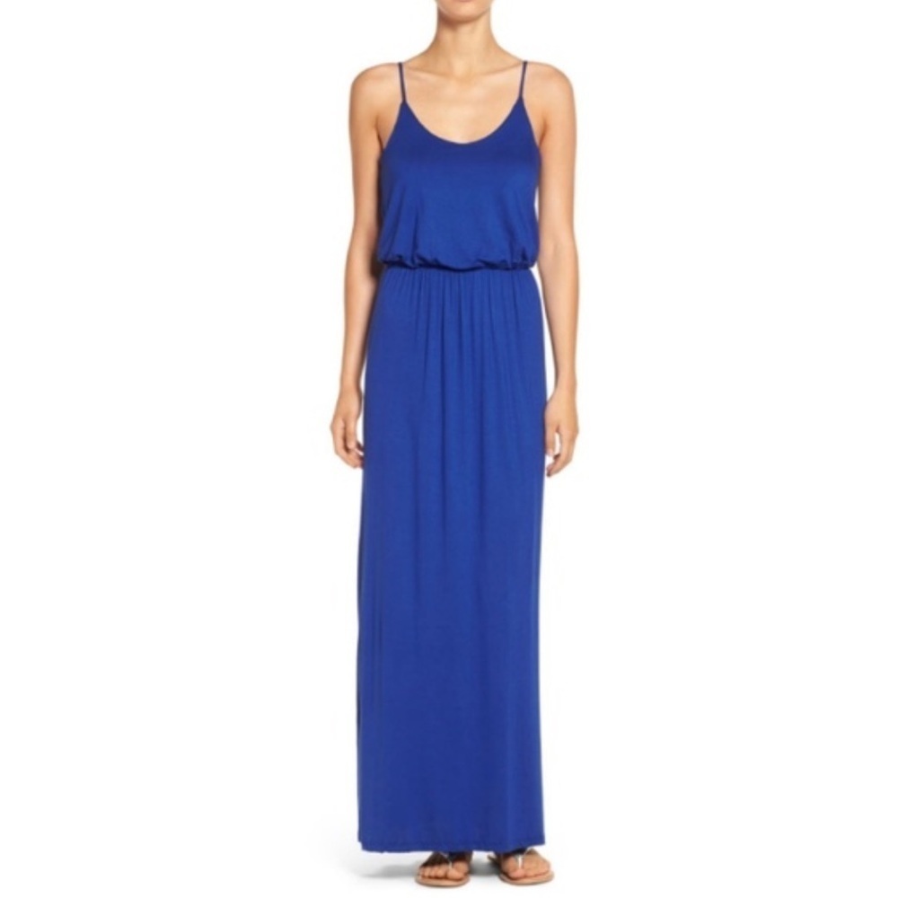 Lush Knit Maxi Dress Royal Blue Sz Small Beachy Vacation 90’s